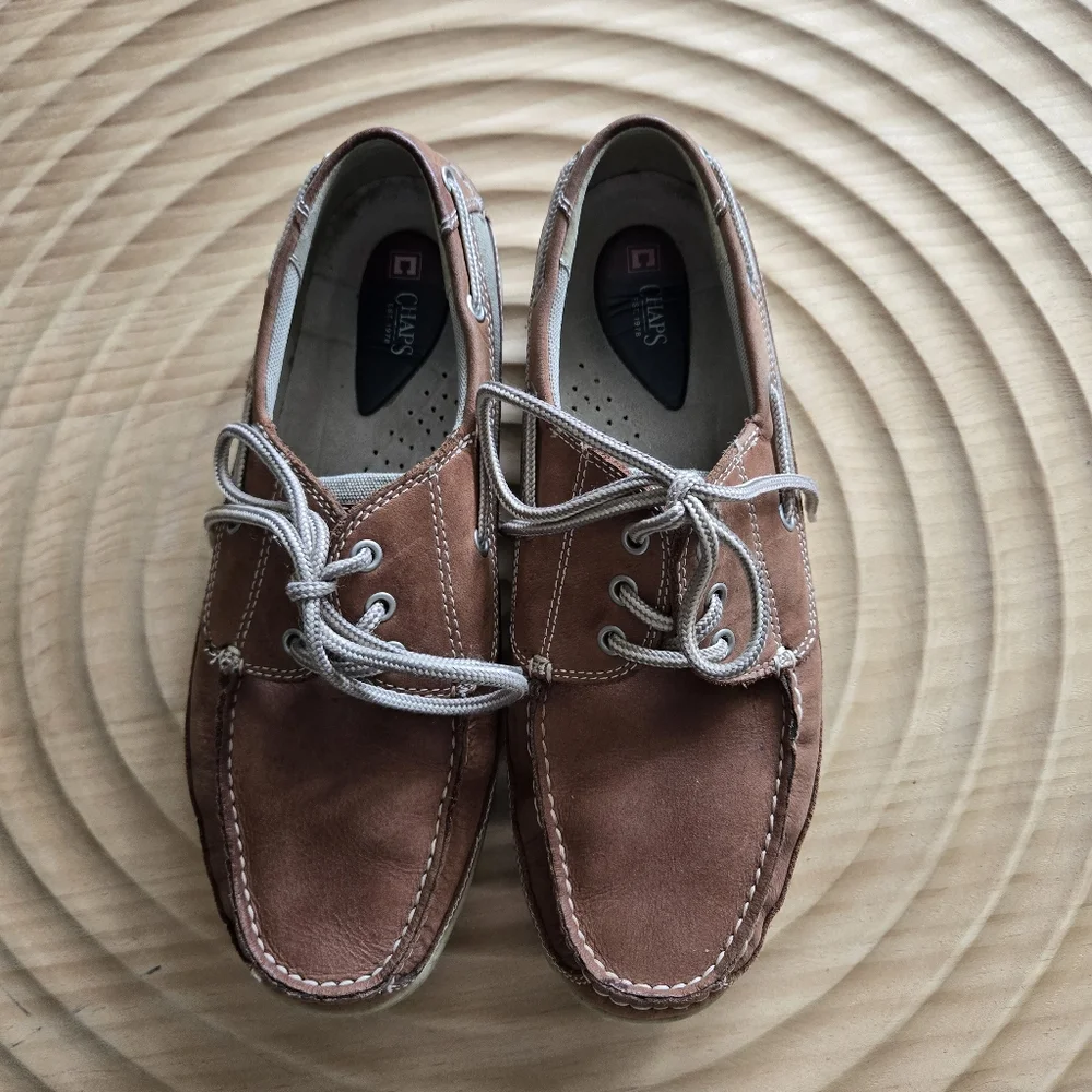 Chaps Leather Men's Boat Deck Loafers Size 10.5 Euc